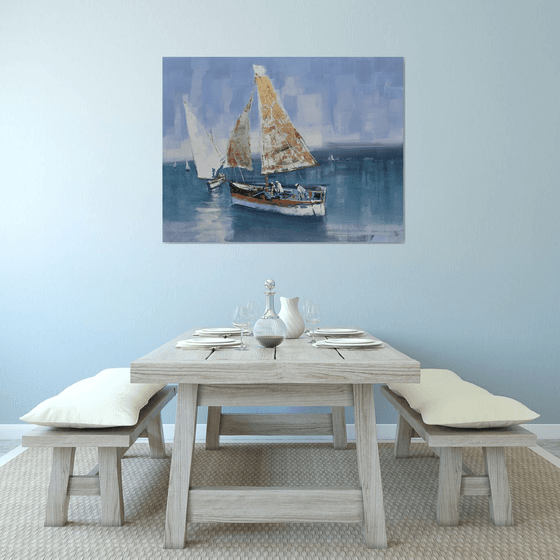 " Sailing in the  summer Breeze " SPECIAL PRICE!!! ,W 130 x H 100 cm