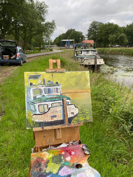 Old Dutch canal boat