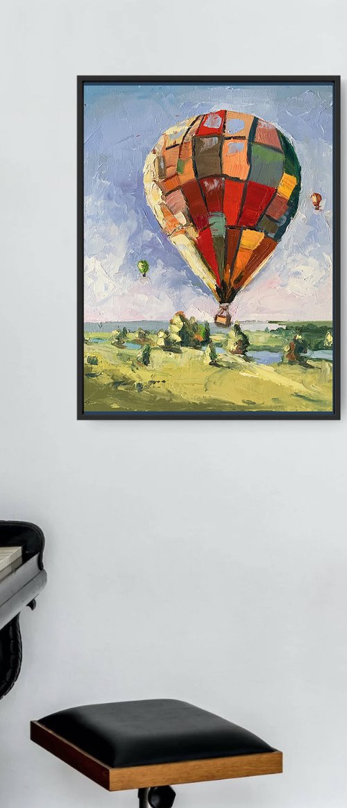 Landscape with an air balloon. by Vita Schagen