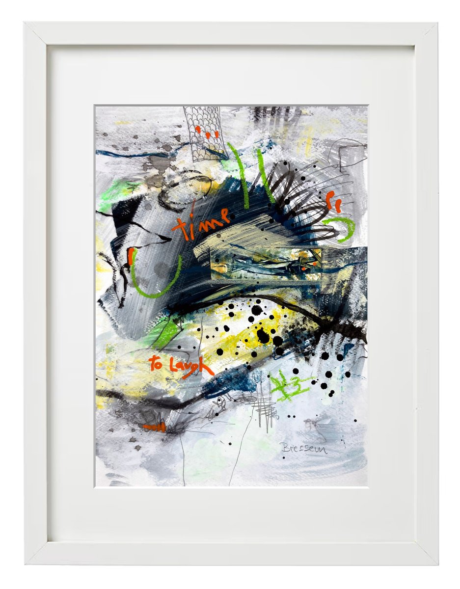 Abstract Acrylic Painting By Jutta Rika Bressem, 8 X 11", Time To Laugh, Original Artwork