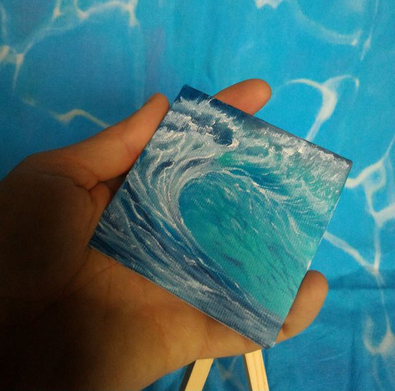 Miniature wave seascape #03 - Easel included