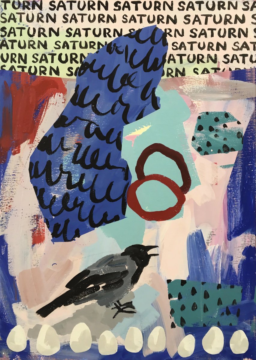 Abstract Animal Acrylic Painting By Sofi Ginger, 20 X 28", The Fate Of Shani, Original Artwork