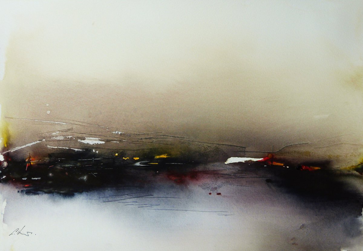 Somewhere #1. Abstract watercolour painting. by Graham Kemp
