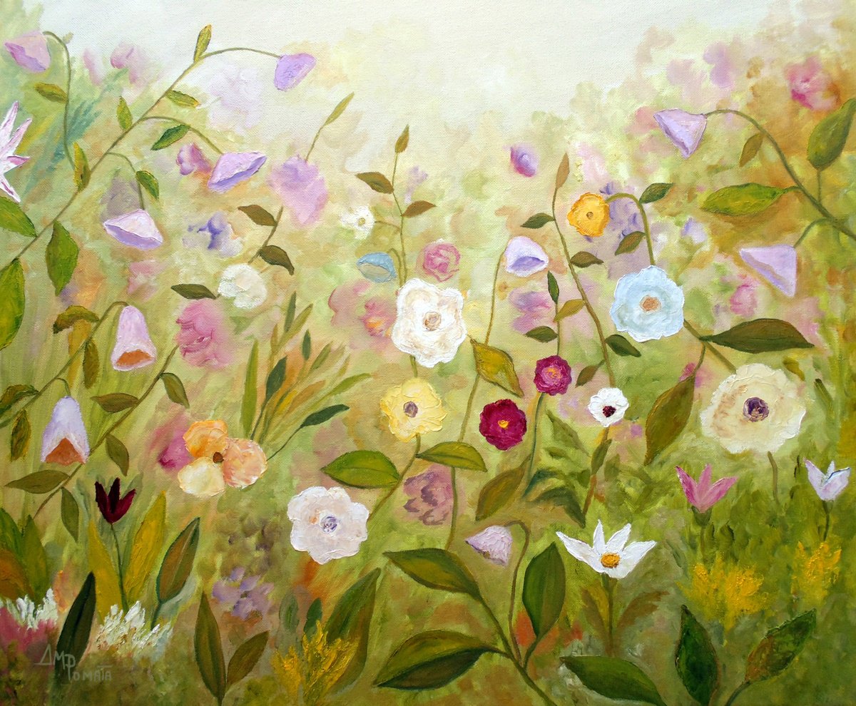 Impressionistic Botanical Oil Painting By Angeles M. Pomata, 22 X 18, Sweet Renewal, Original Artwork