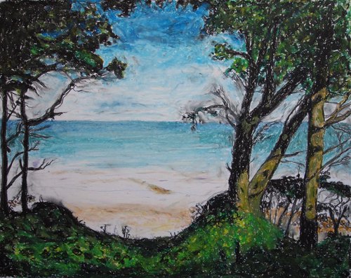 Beach Trees Pastel by Kitty  Cooper