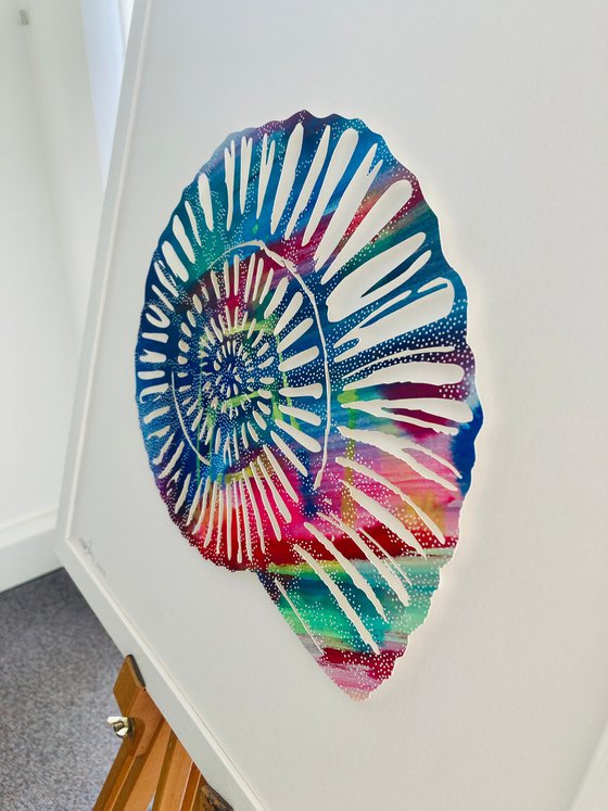 Ammonite Watercolour Paper-cut