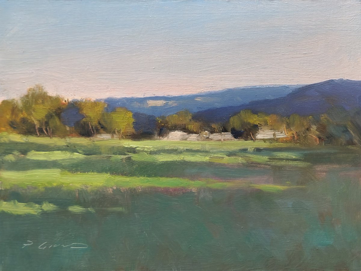 Impressionistic Landscape Oil Painting By Pascal Giroud, 8 X 6", Summer Field, Original Artwork