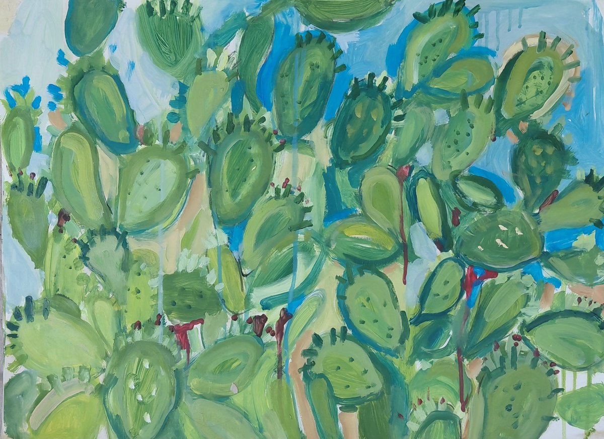 Expressive Landscape Oil Painting By Kelly Norman, 24 X 18", Prickly Heat, Original Artwork