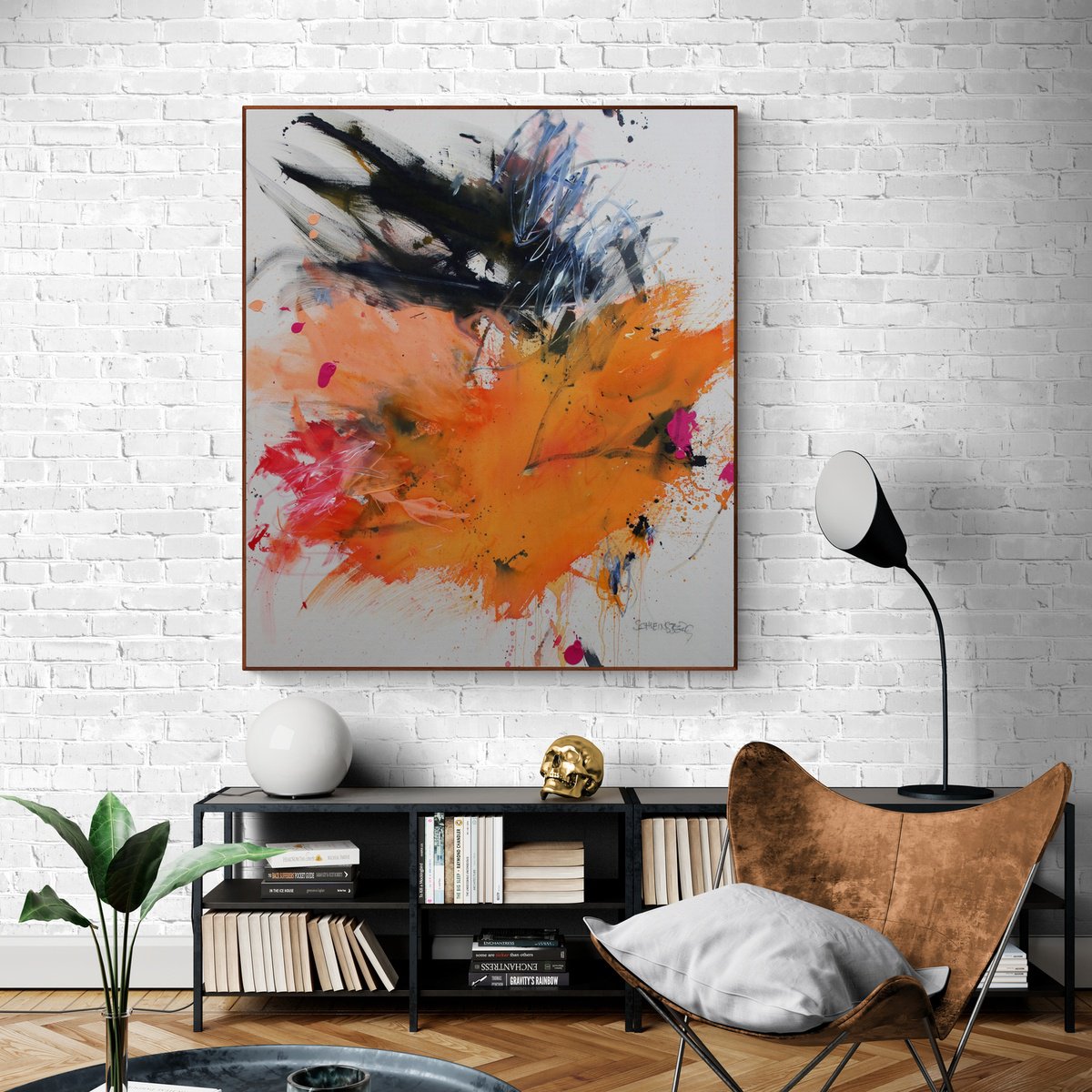 Expressive Abstract Acrylic Painting By Daniela Schweinsberg, 55 X 63, Between Joy And Fear, Original Artwork