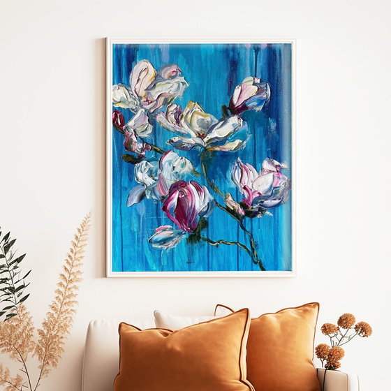 Magnolia on Turquoise