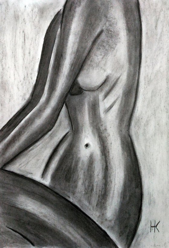 Woman Nude charcoal original art