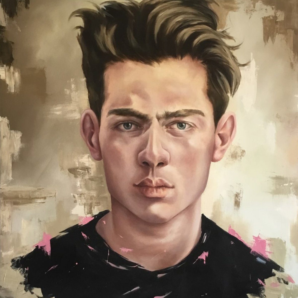 Urban And Pop Portrait Oil Painting By Mullo Art, 39 X 39", Where I Begin, Original Artwork