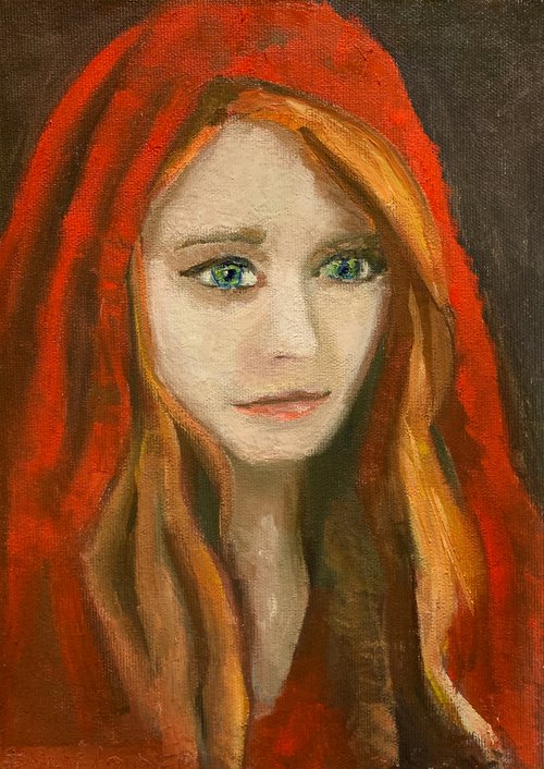 Portrait Of A Woman With A Red Veil by Ryan  Louder