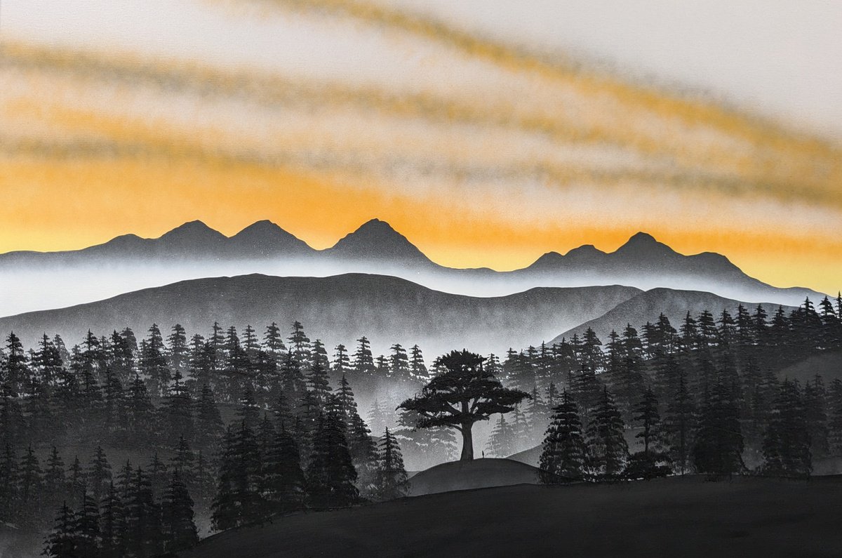 Landscape Acrylic Painting By Robert Owen Bloomfield, 46 X 32", ShaS?di?i?n 2, Original Artwork