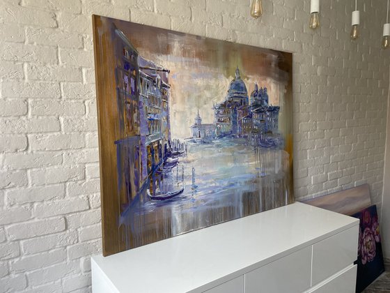 "Venice view". Original oil painting abstract. XXL