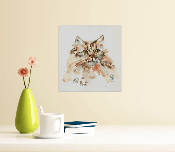 "Portrait of a cat" original watercolor sketch