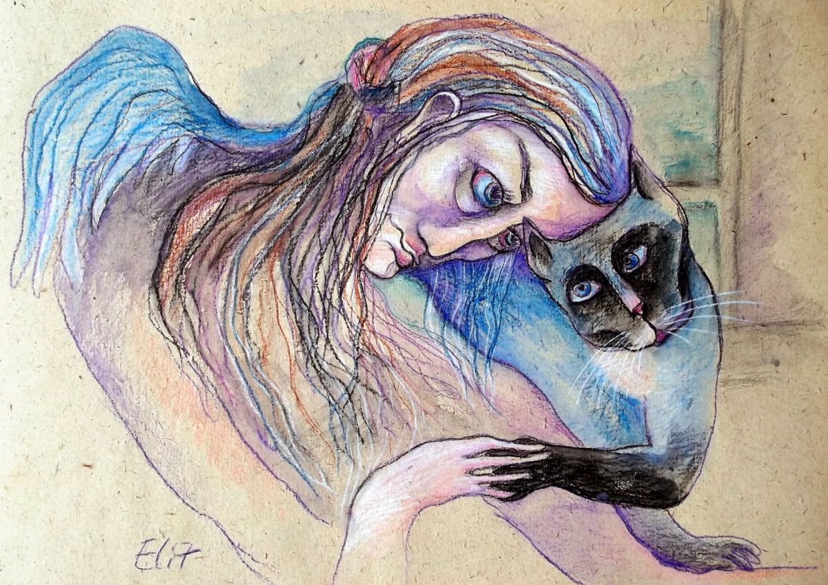 Expressive Pencil Drawing , Contact By Elisheva Nesis, 13 X 9, Artwork For Sale On Artfinder