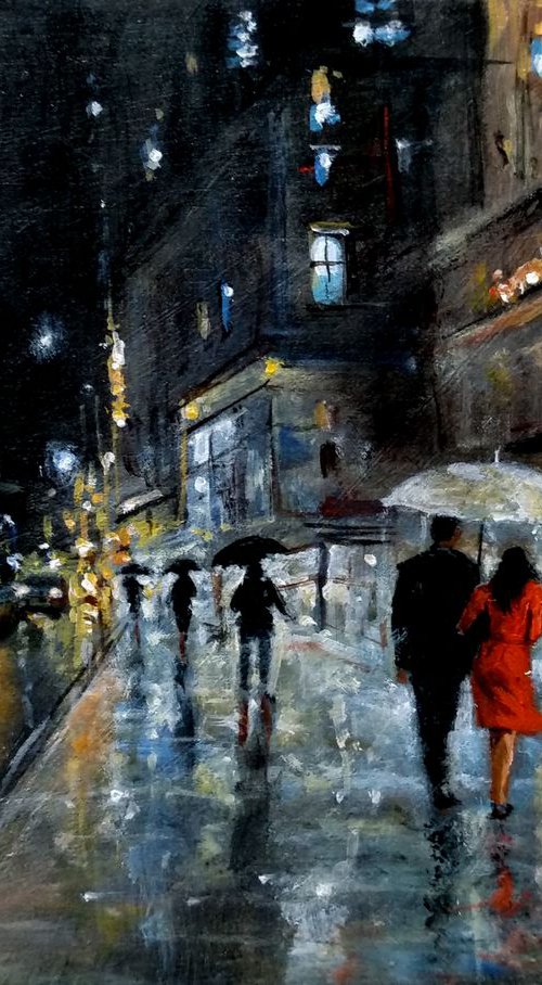 New York rainy sidewalk by Vishalandra Dakur