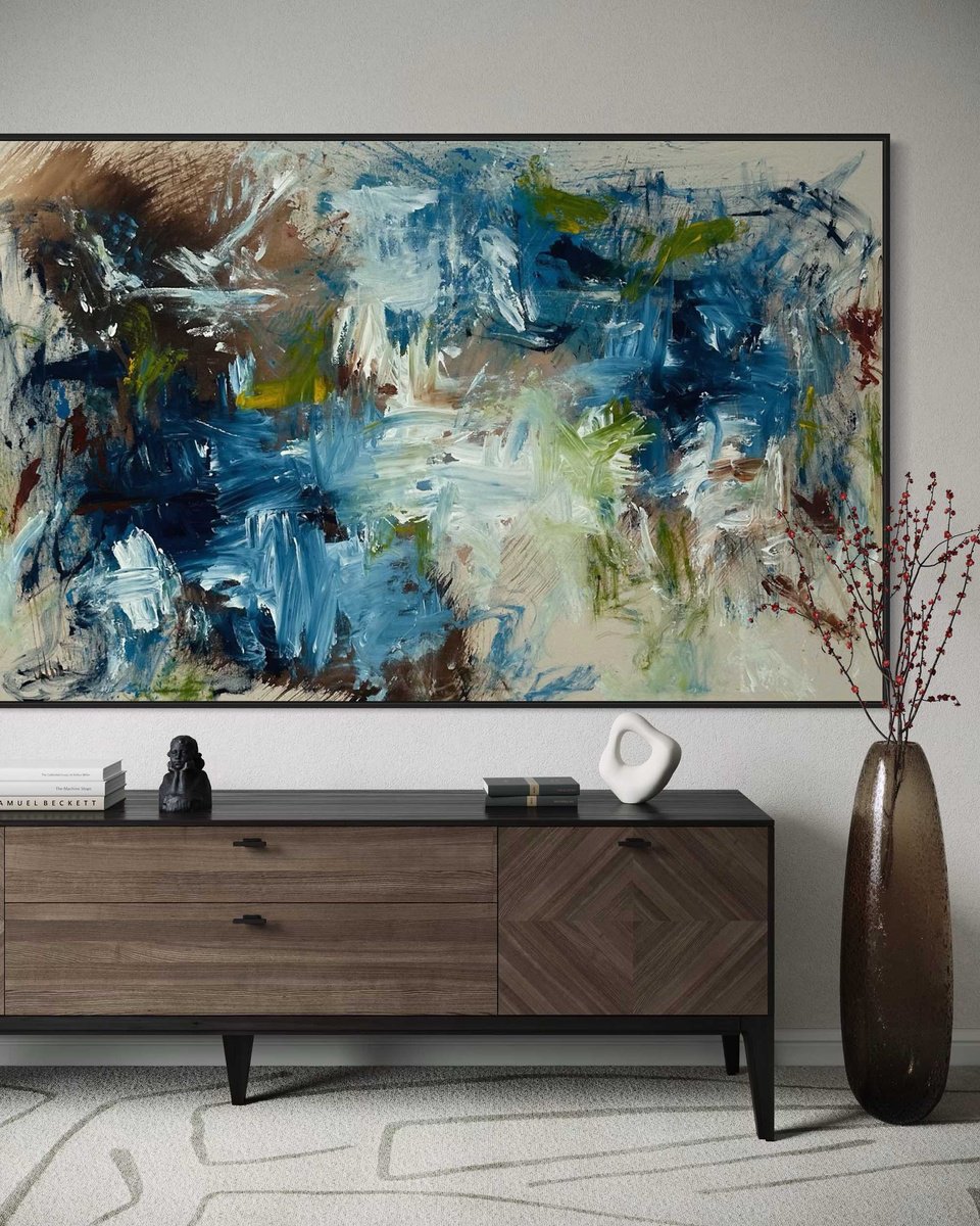 Abstract Landscape Oil Painting By Omar Obaid, 67 X 39", Epiphany 4, Original Artwork
