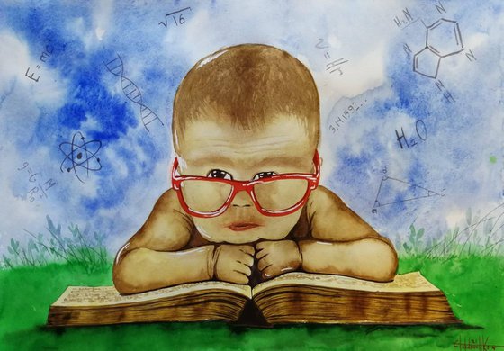 "The desire for knowledge". Watercolor on paper 42x60