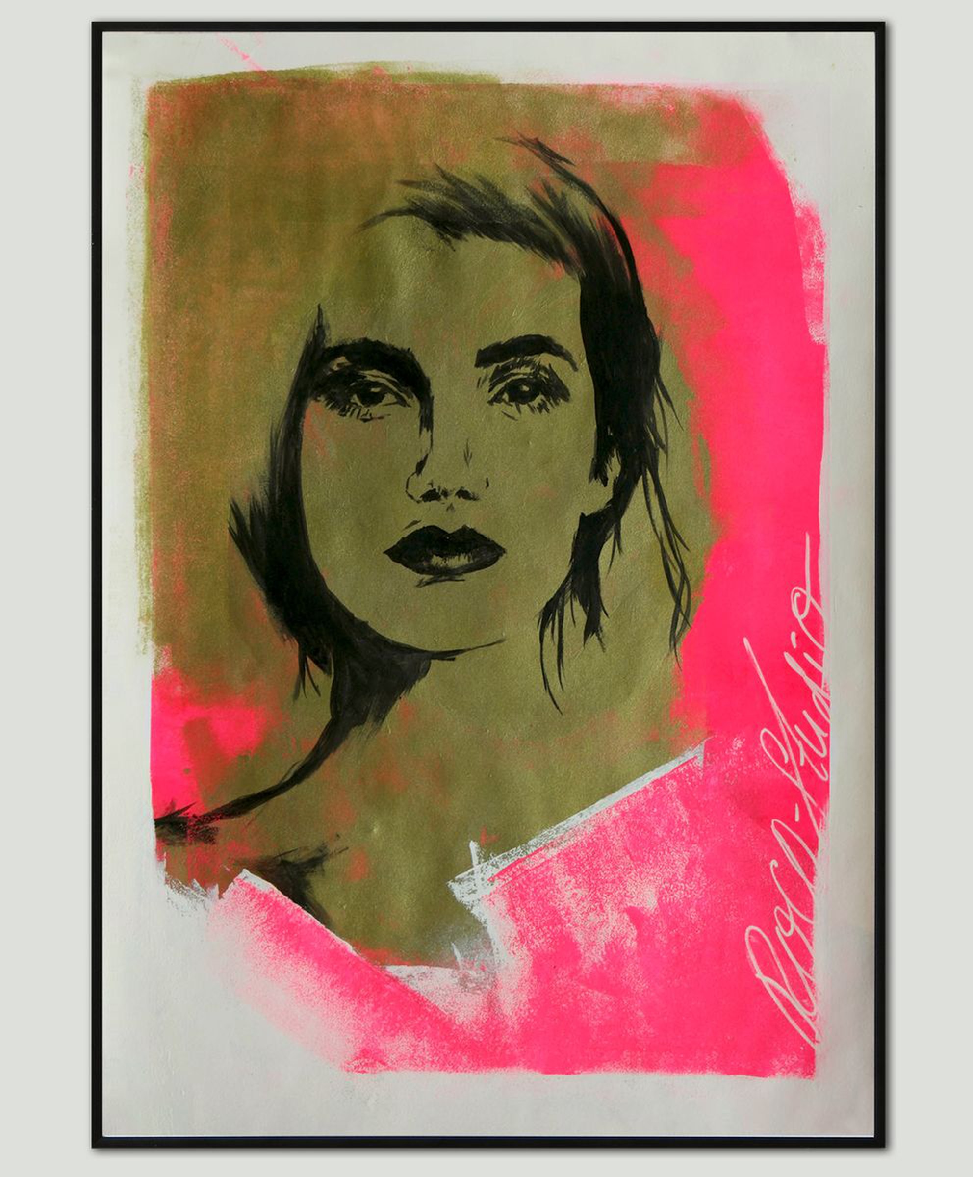 Portrait Sketch 3 Gold Neon Ink Background Artfinder
