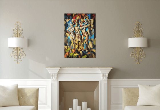 Checkroom(70x100cm, cubism, oil painting, ready to hang)