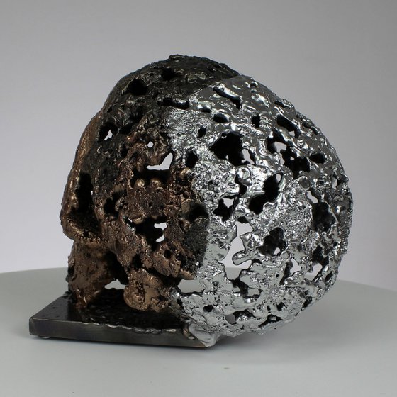 Skull CXXI - Metal skull artwork Steel Bronze and Chrome