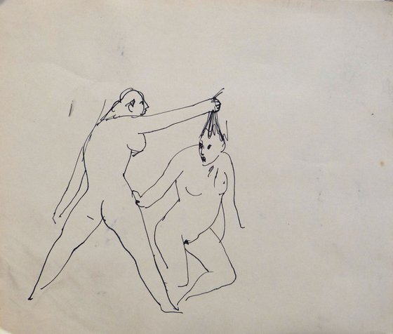 Two nudes fighting, 25x20 cm ES