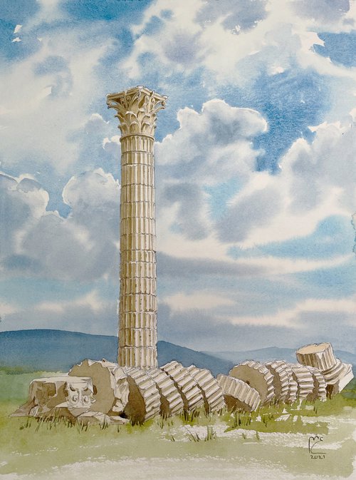 Ancient ruins of Temple of Zeus, Greece by Eleanor Mill