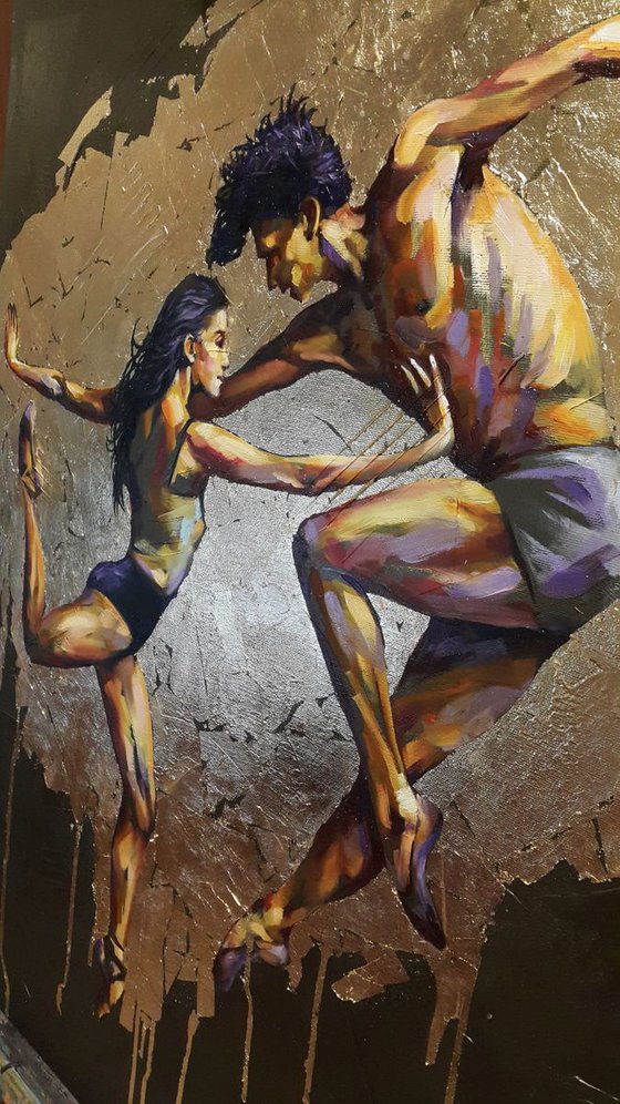 You are my heart - original painting, figurative, man and woman