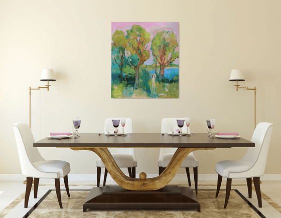 The girl is sunbathing