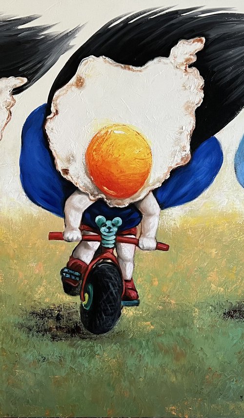 Egg girls riding bikes by Ta Byrne