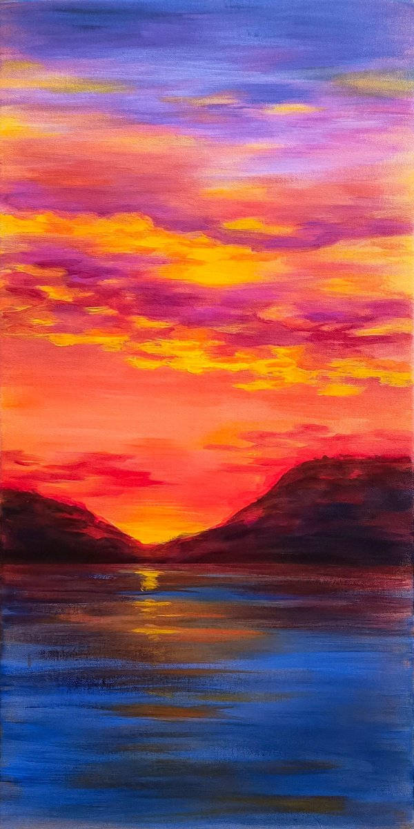 Sunset landscape Sky Clouds by Anastasia Art Line