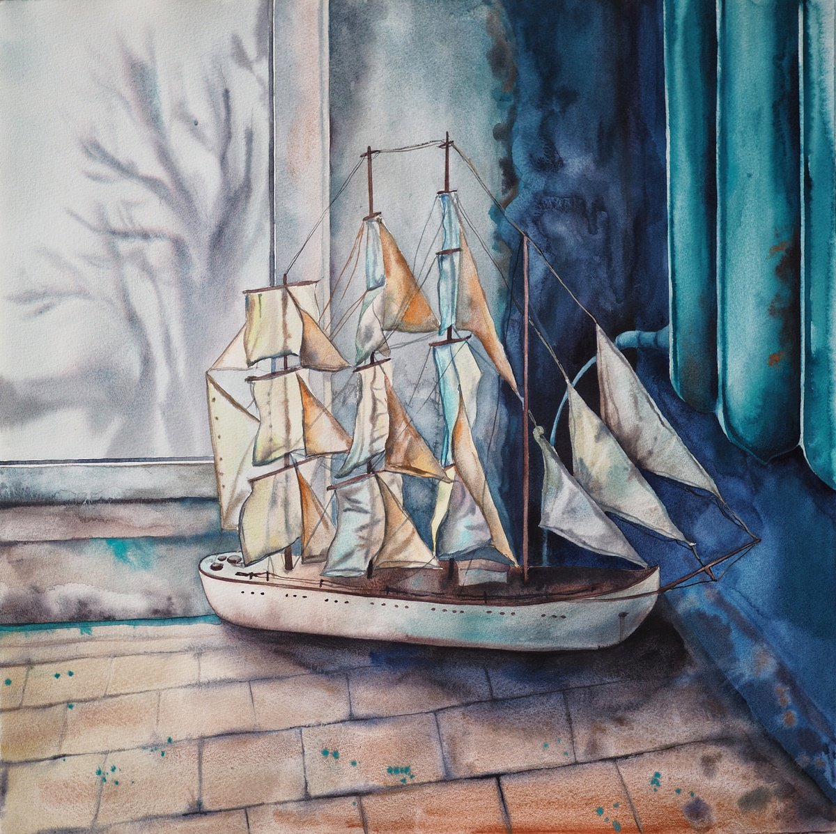 Impressionistic Watercolour , Journey By Delnara El, 21 X 21, Artwork For Sale On Artfinder