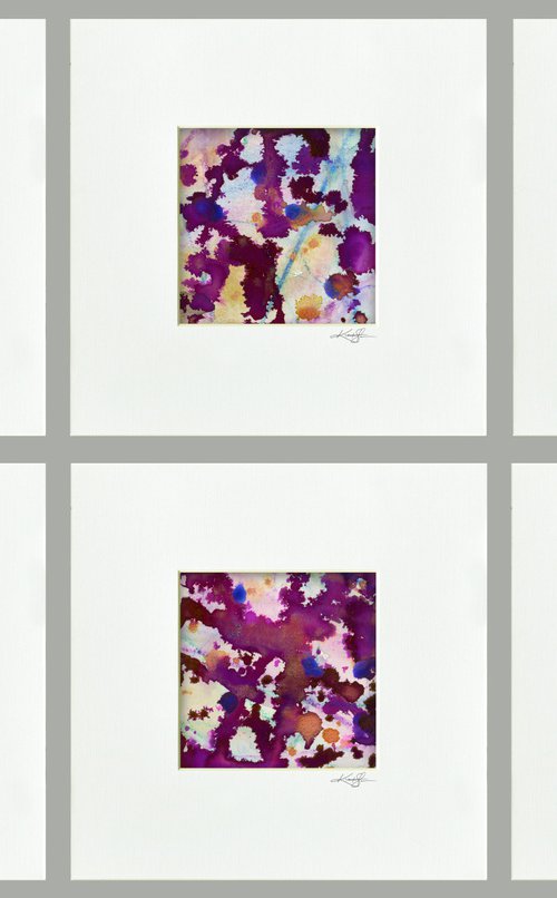 Purple Rain Collection - Set of 6 Abstract Paintings in Mats by Kathy Morton Stanion by Kathy Morton Stanion