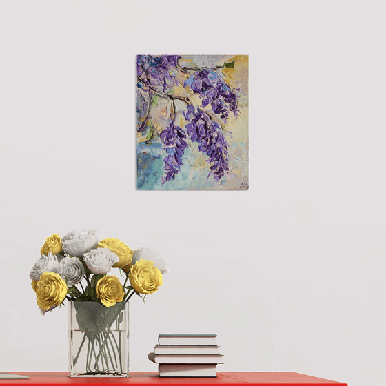 Wisteria Floral Oil Painting