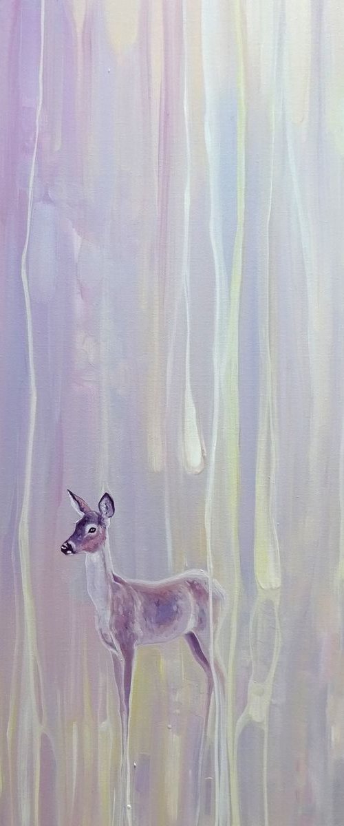 Beautiful - original oil painting abstract with deer by Gill Bustamante