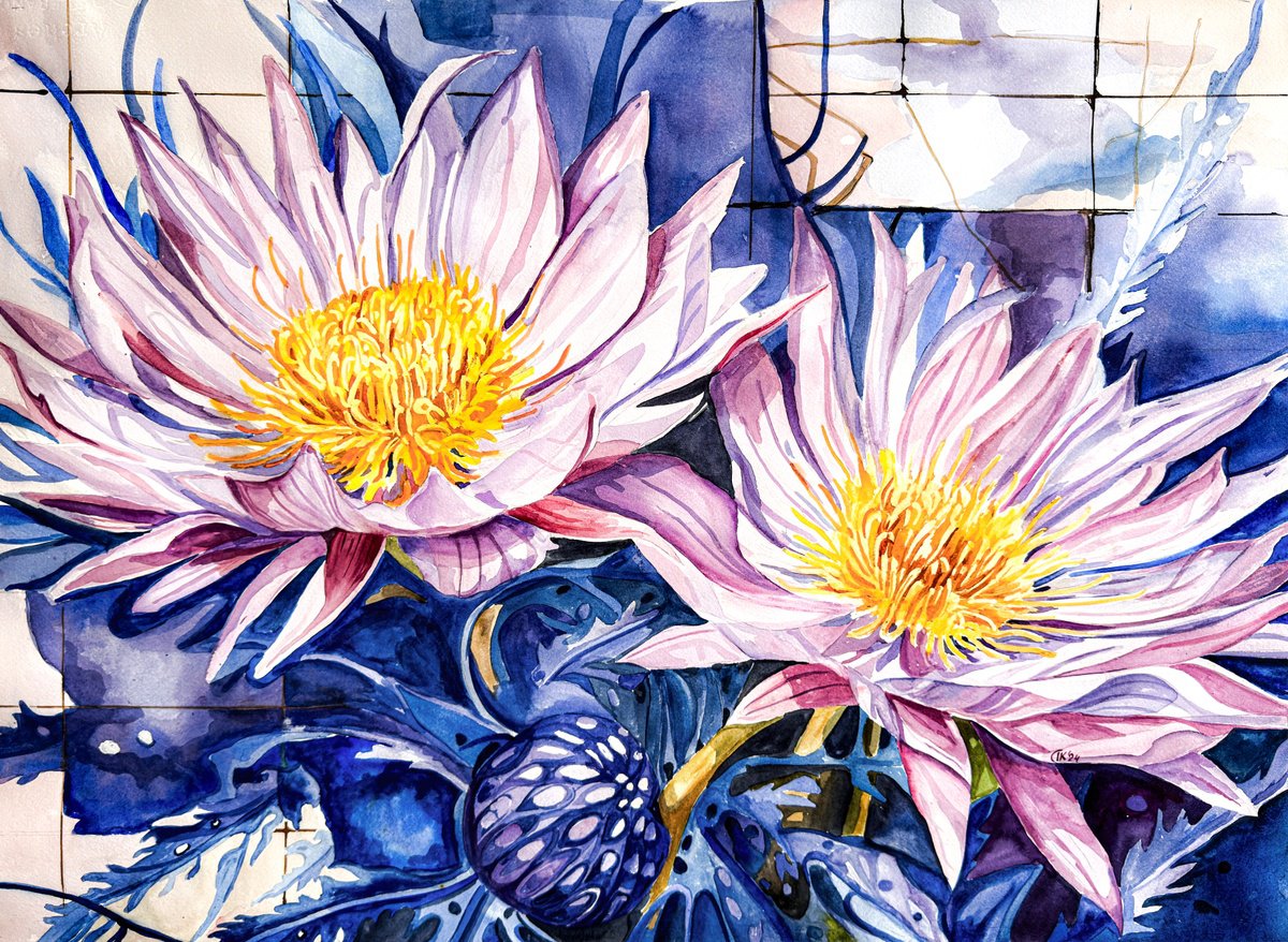Photorealistic Watercolour , Purple Carpobrotus Edulis By Irina Kurganskaya, 28 X 20, Artwork For Sale On Artfinder