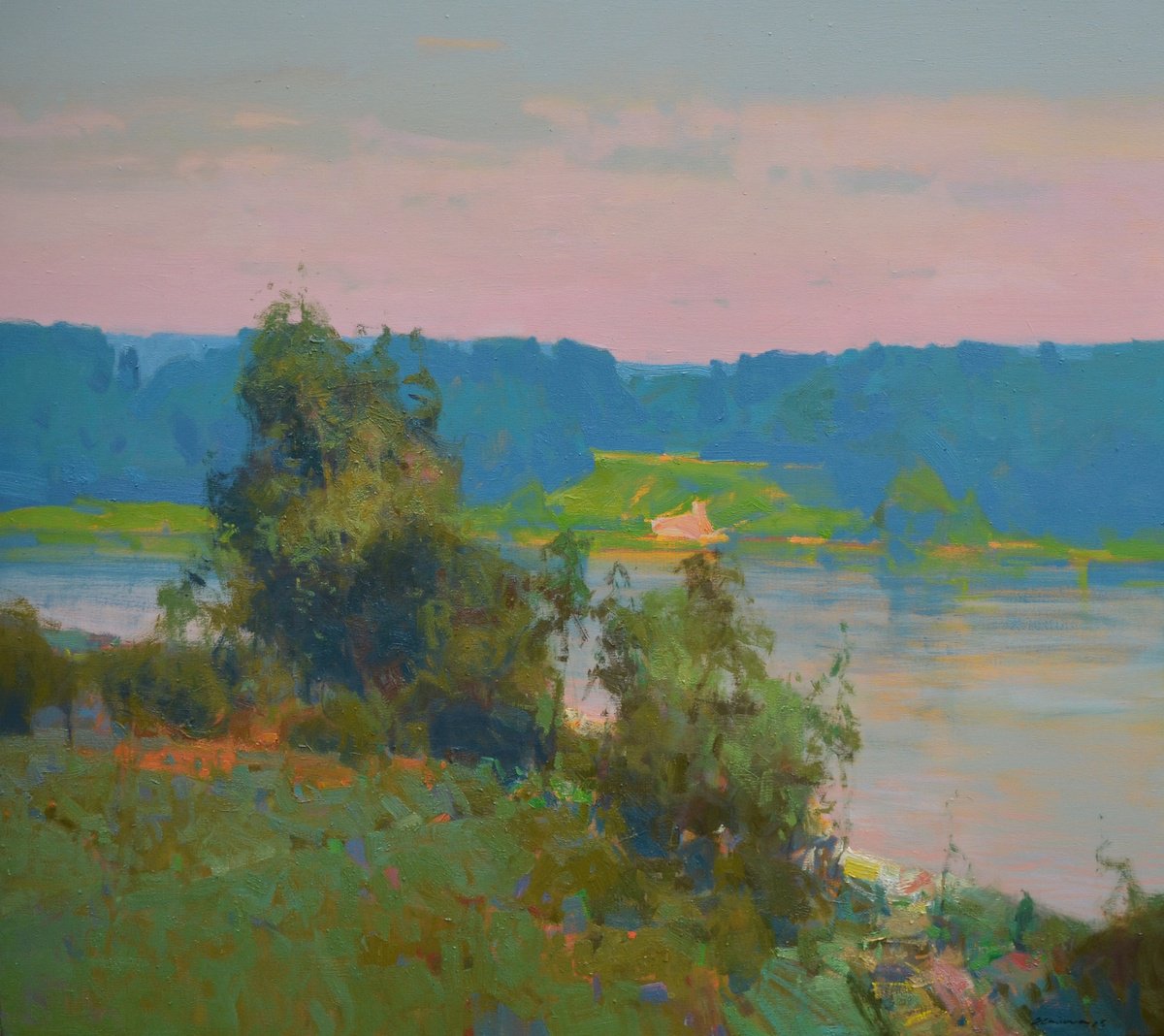 River In The Valley By Vytautas Laisonas, 35 X 31, Artwork For Sale On Artfinder