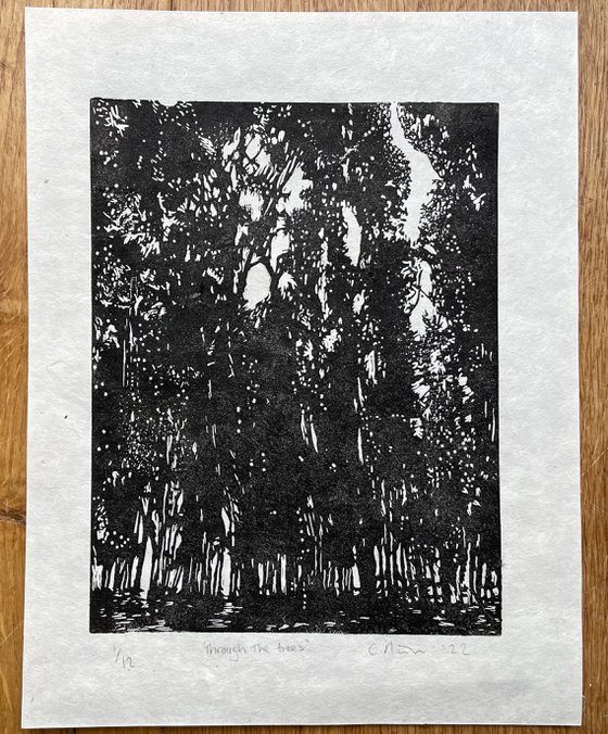 Through the Trees Linocut Print