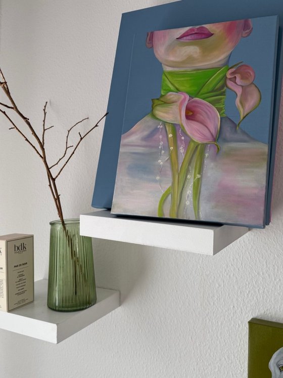 With calla lilies
