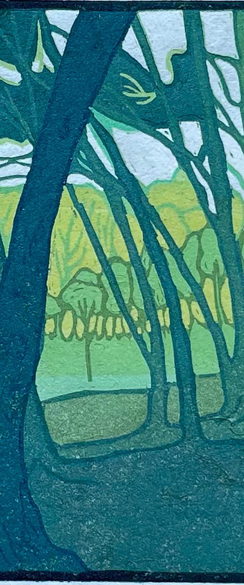 Retreat - Mini Linocut by C Staunton