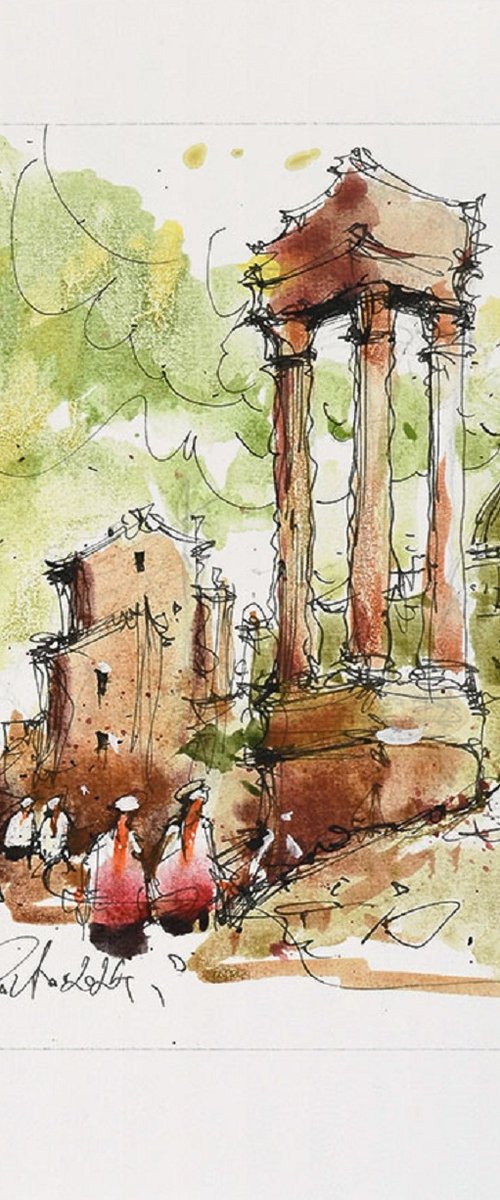 Ruins in Rome, watercolor. by Marin Victor
