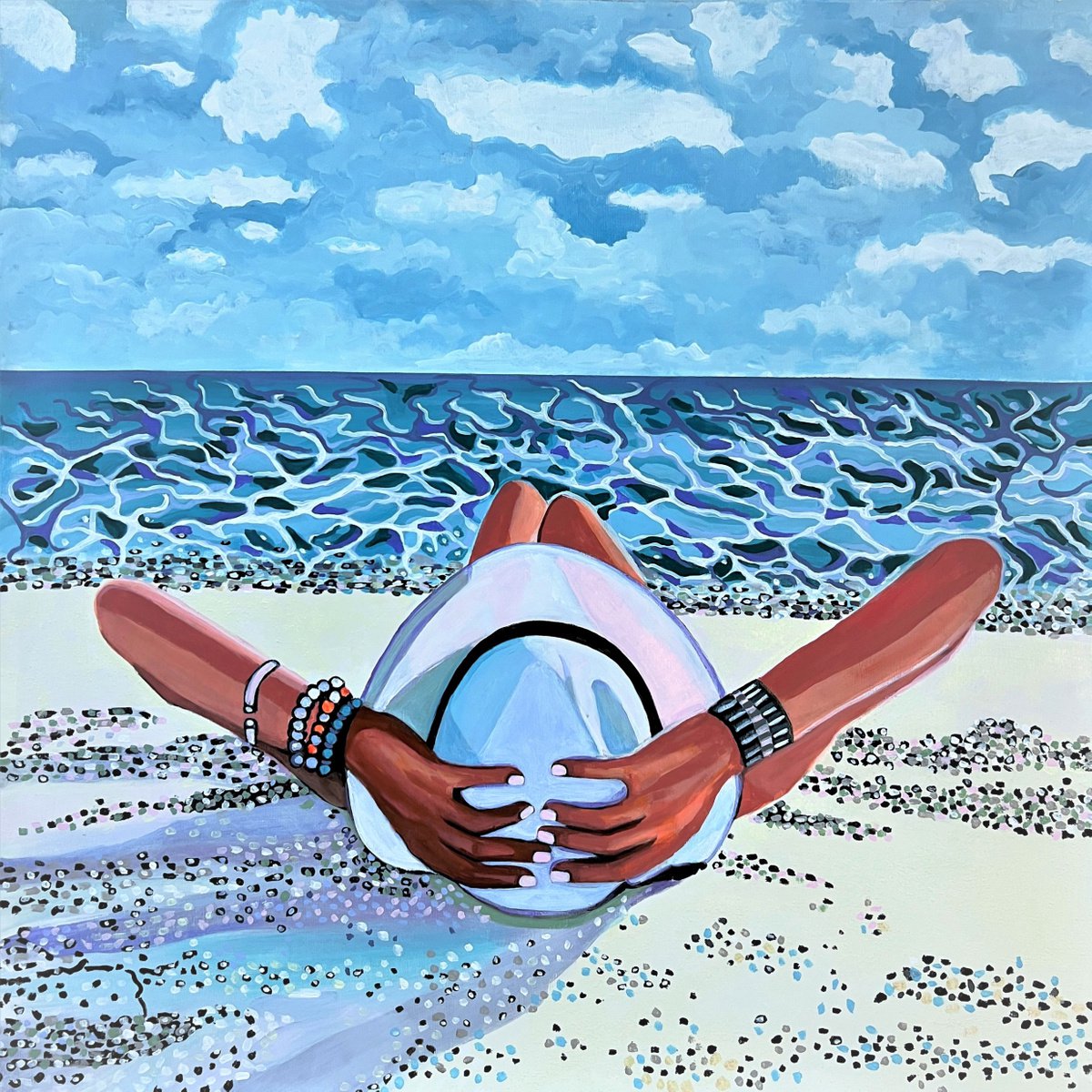 At the beach / 90 x 90 x 0.1 cm by Alexandra Djokic