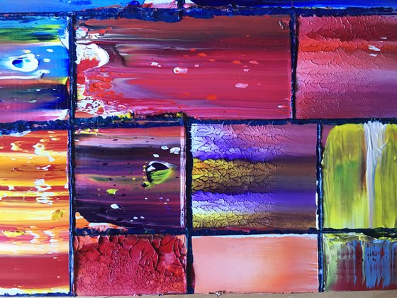 "Guess Who's Back?" - SPECIAL PRICE + FREE USA SHIPPING - Original PMS Abstract Oil Painting On Wood - 24" x 12"