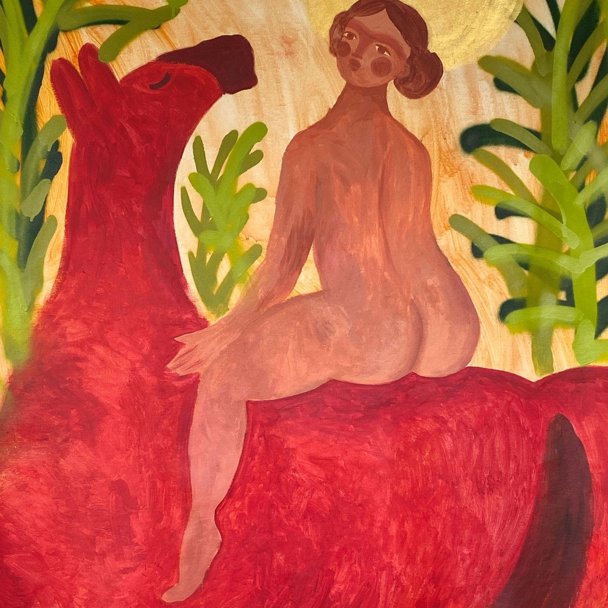 Impressionistic Portrait Acrylic Painting By Dasha Pogodina, 37 X 37, My Brave Princess, Original Artwork