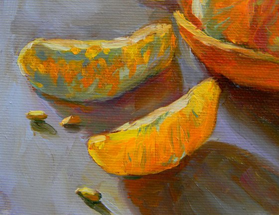 Orange (from the series "Citrus fruits on a blue background")