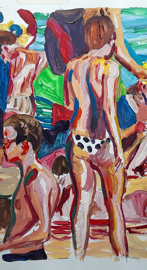 Beach crowd by Stephen Abela