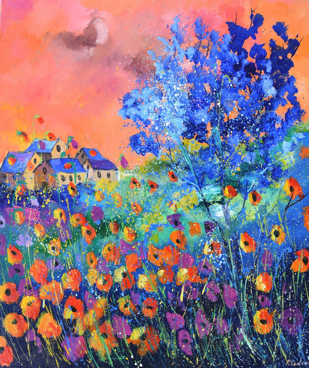 Evening Sonata In Poppies By Pol Henry Ledent, 24 X 28, Artwork For Sale On Artfinder