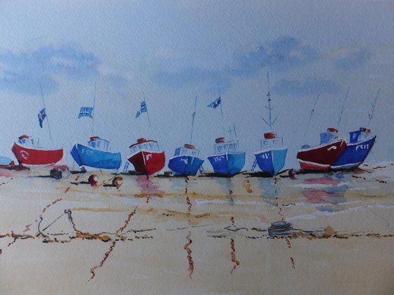 Boats on the Beach at Beer, Devon